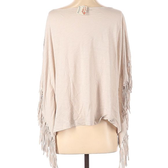 Free People Movement Fringed Poncho Creme Size Small - Picture 3 of 14